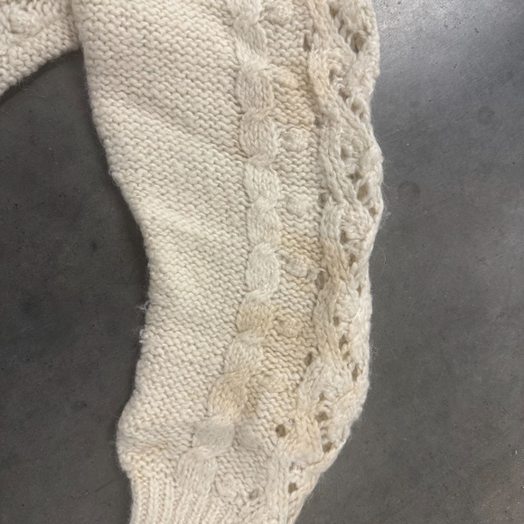 J. Crew Cream Cable Knit Bobble Sweater Cottagecore Boho Flawed Size Unknown - Picture 4 of 4